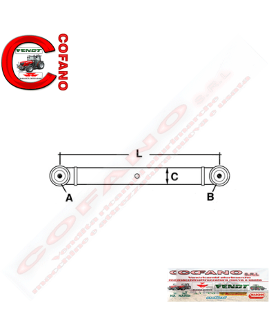 Braccio attacco inferiore sx/dx Cat 2 L 970 mm Braccio attacco inferiore sx/dx Cat 2 L 970 mm