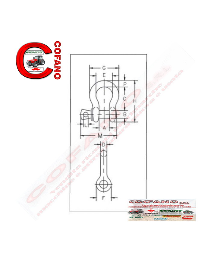 Grillo di ancoraggio con perno a vite G209 - Carico: 1/2T - Dimensioni: 6.35 mm