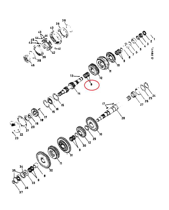 Cuscinetto a rulli 3143585R91 sincronizzatore Case IH ‎49x46x38 mm