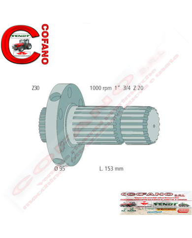 Albero pto 1'' 3/4 Z20 MF Fendt 0071033100000
