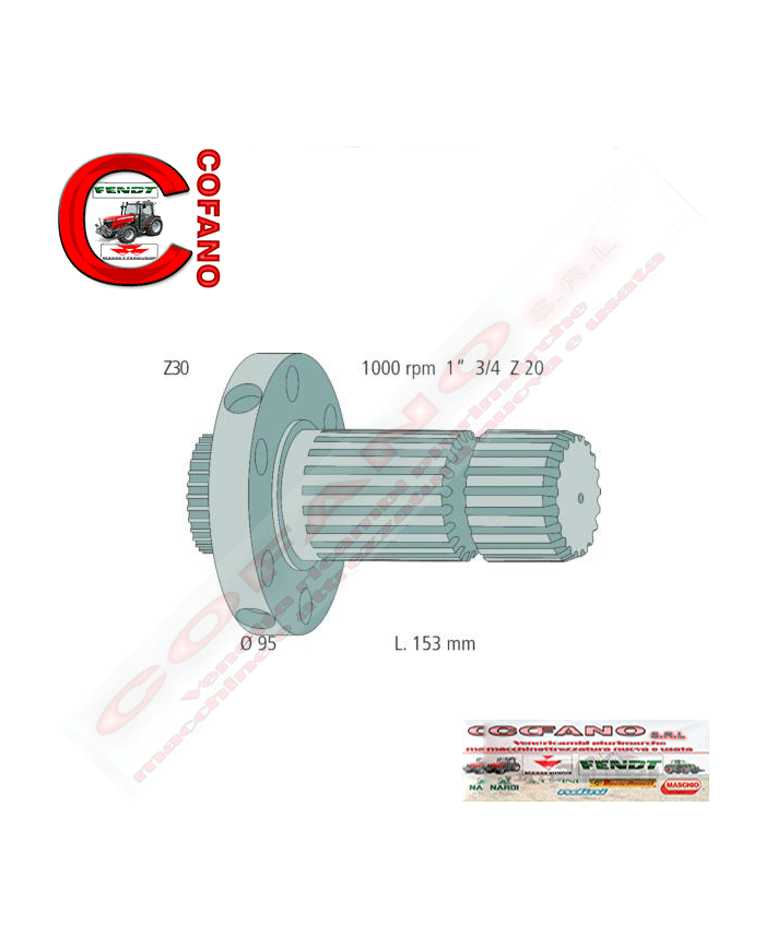Albero pto 1'' 3/4 Z20 MF Fendt 0071033100000