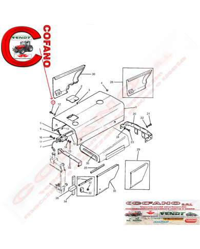 Vite carrozzeria cofano MF serie 300 Vite carrozzeria cofano MF serie 300