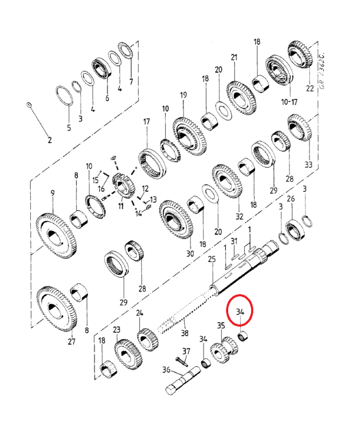 Cuscinetto trasmissione 3148636R91 Case IH 30x37x20 mm