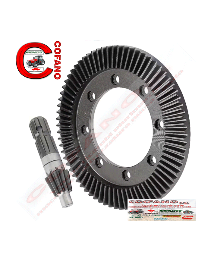 Albero pignone Z10 e Corona Z72 per giroandanatore 9 bracci Comer