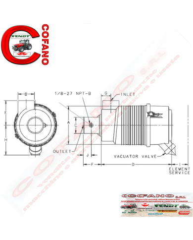 Filtro aria completo Donaldson G042546