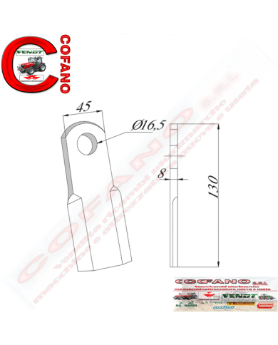Coltello dritto per trincia T21004050 Maschio