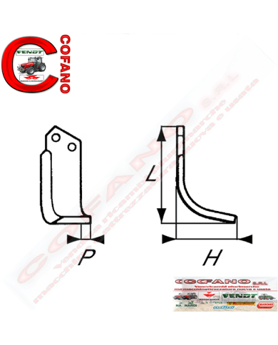 Zappetta DX o SX Maschio 182x116x60 mm
