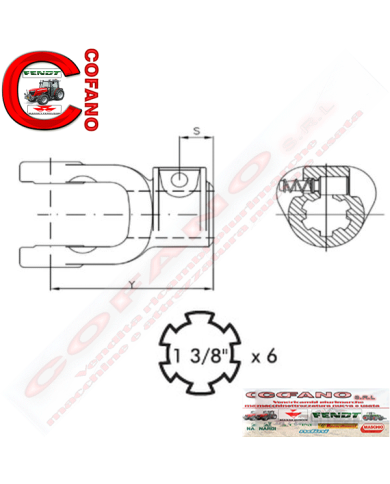 Forcella esterna 1.41 Z6 1-3/8'' Bondioli & Pavesi