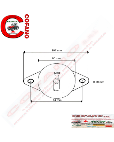 Supporto antivibrante 107x H30 mm