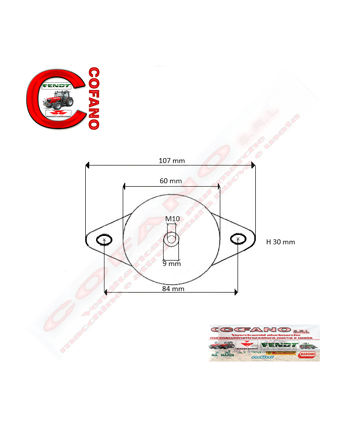 Supporto antivibrante 107x H30 mm