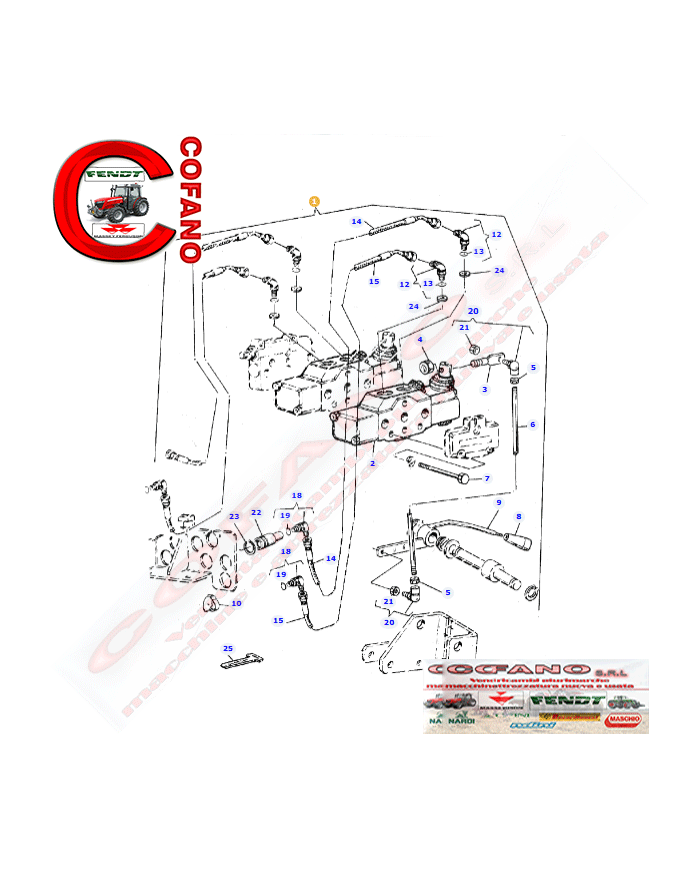 Kit distributore Massey Ferguson 3553305M91 serie 300