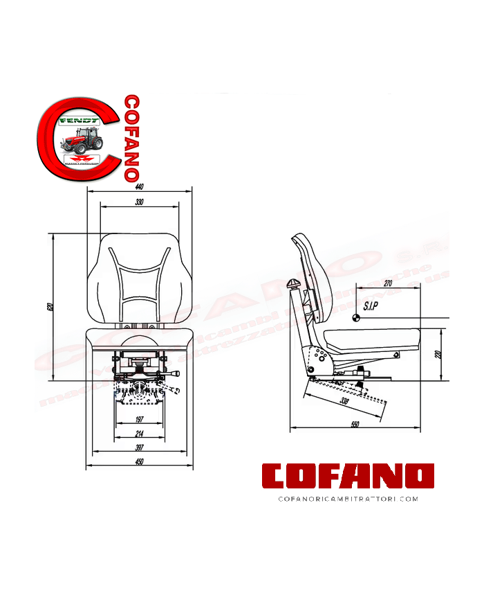 Sedile Universale con sospensione TS23000GP