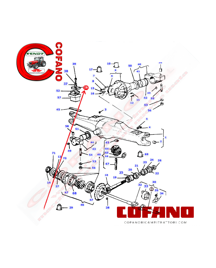 Ammortizzatore dell'assale anteriore 3543387M1 MF 3000-300