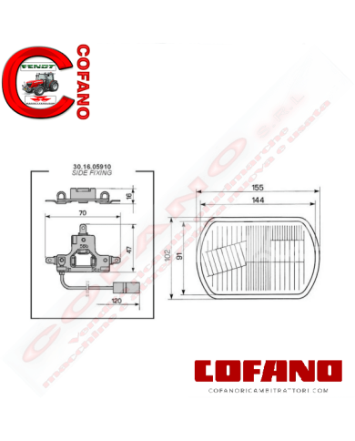 Fanale Anteriore Cobo per trattore Fiat New Holland Same Lamborghini, Hurlimann,