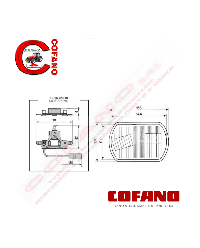 Fanale Anteriore Cobo per trattore Fiat New Holland Same Lamborghini, Hurlimann,