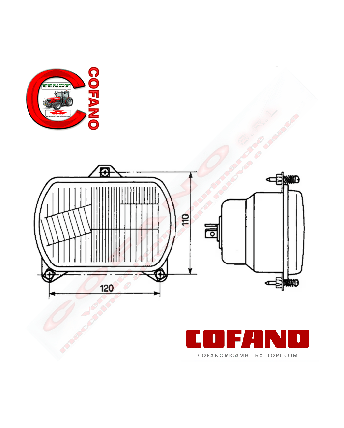 Fanale Anteriore Cobo per trattore Fiat New Holland Same Lamborghini, Hurlimann,