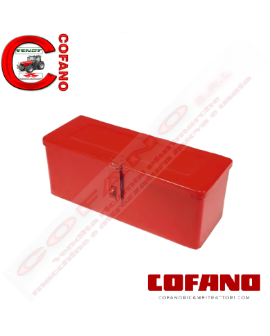 Cassetta portattrezzi in metallo rossa per trattori