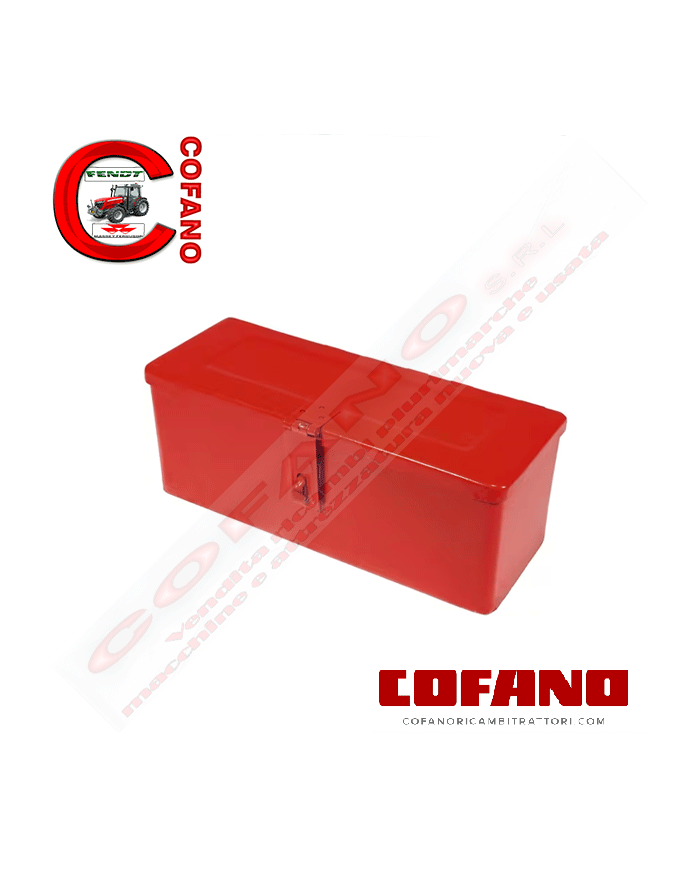 Cassetta portattrezzi in metallo rossa per trattori