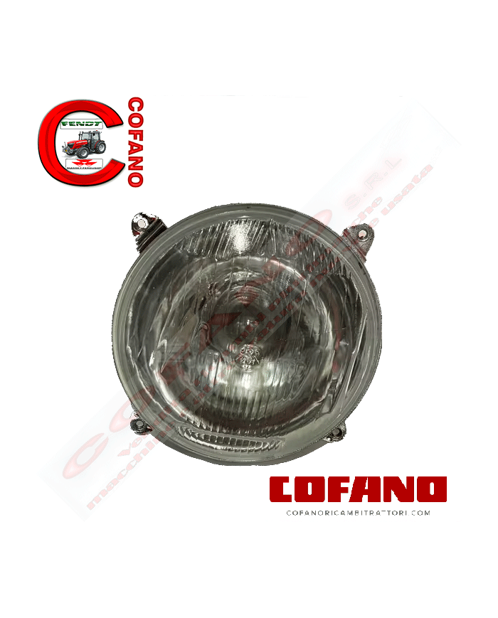 Faro anteriore rotondo a 4 attacchi per macchine agricole dx/sx